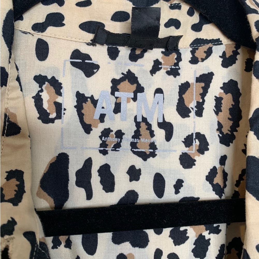 Atm Camel Black Mixed Leopard Print Button Boyfri… - image 5